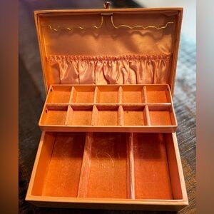 Vintage Jewelry Box Fair Condition Lady Buxton Brand Pink Gold Accent Rose knob